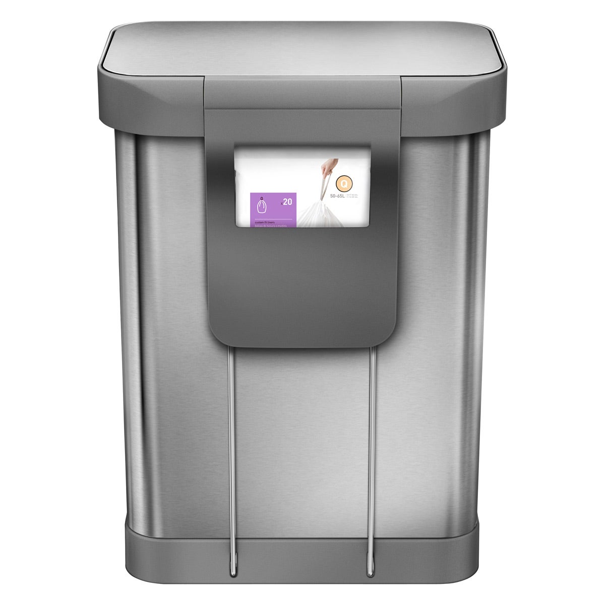simplehuman Stainless Steel 14.5 gal. Rectangular Trash Can with Liner